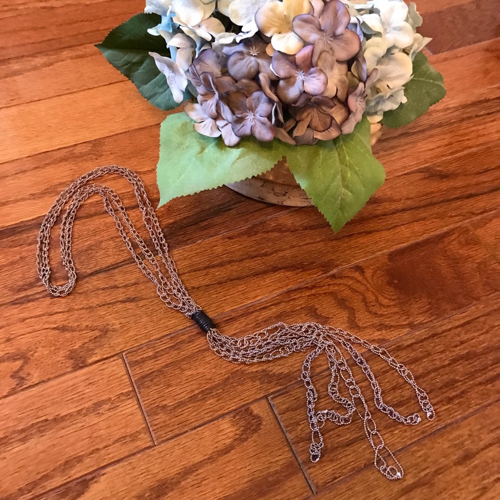 🛍Taupe chain 🛍necklace with leather knot